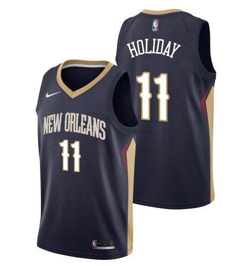 Men New Orleans Pelicans 11 Holiday Blue Game Nike NBA Jerseys